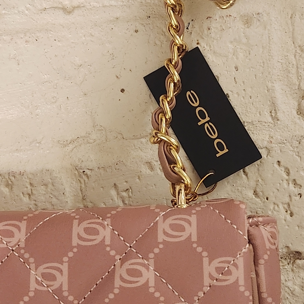 Bebe Pink Quilted Chain Shoulder Bag Liv Style - Picture 4 of 11